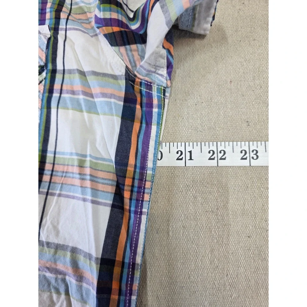 Red Camel Mens‎ Short Sleeve Plaid Button Down Shirt Multi-Color Cotton Size M